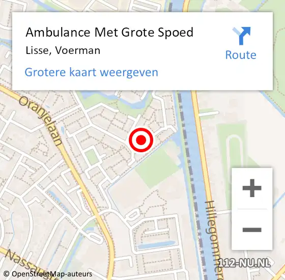 Locatie op kaart van de 112 melding: Ambulance Met Grote Spoed Naar Lisse, Voerman op 25 september 2024 00:47