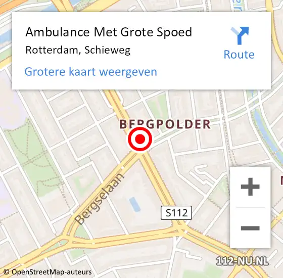 Locatie op kaart van de 112 melding: Ambulance Met Grote Spoed Naar Rotterdam, Schieweg op 25 september 2024 00:59