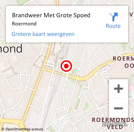 Locatie op kaart van de 112 melding: Brandweer Met Grote Spoed Naar Roermond op 25 september 2024 01:02