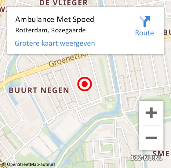Locatie op kaart van de 112 melding: Ambulance Met Spoed Naar Rotterdam, Rozegaarde op 25 september 2024 01:12