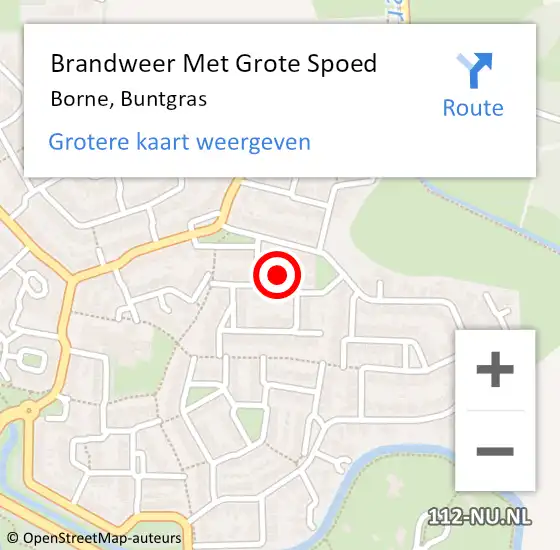 Locatie op kaart van de 112 melding: Brandweer Met Grote Spoed Naar Borne, Buntgras op 25 september 2024 02:05