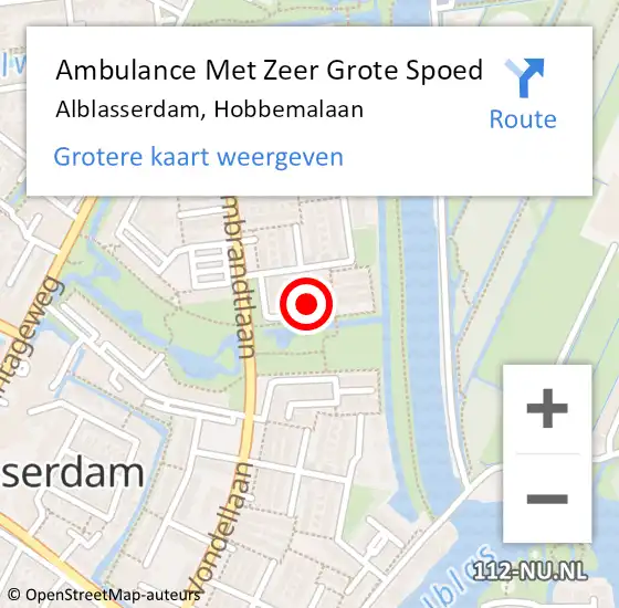 Locatie op kaart van de 112 melding: Ambulance Met Zeer Grote Spoed Naar Alblasserdam, Hobbemalaan op 25 september 2024 02:31