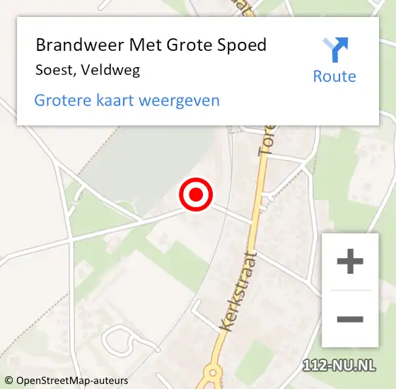 Locatie op kaart van de 112 melding: Brandweer Met Grote Spoed Naar Soest, Veldweg op 25 september 2024 02:41