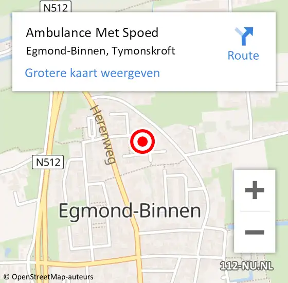 Locatie op kaart van de 112 melding: Ambulance Met Spoed Naar Egmond-Binnen, Tymonskroft op 25 september 2024 02:58