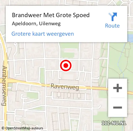 Locatie op kaart van de 112 melding: Brandweer Met Grote Spoed Naar Apeldoorn, Uilenweg op 25 september 2024 03:03