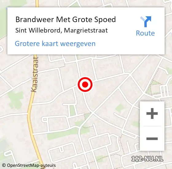 Locatie op kaart van de 112 melding: Brandweer Met Grote Spoed Naar Sint Willebrord, Margrietstraat op 25 september 2024 03:23