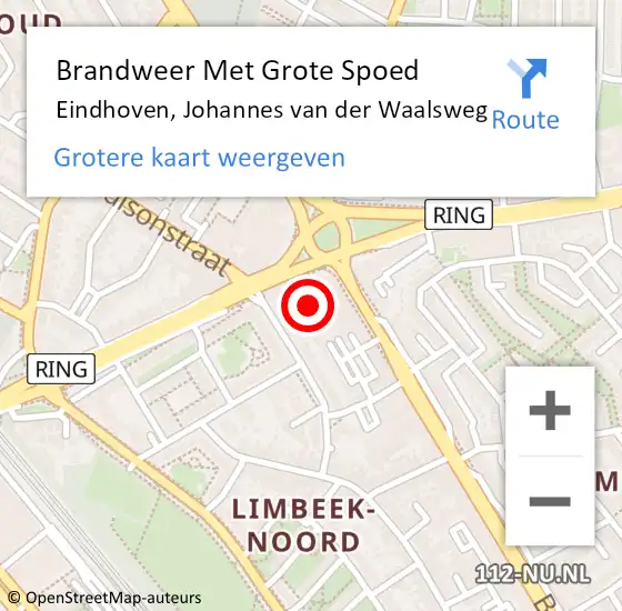 Locatie op kaart van de 112 melding: Brandweer Met Grote Spoed Naar Eindhoven, Johannes van der Waalsweg op 25 september 2024 04:43