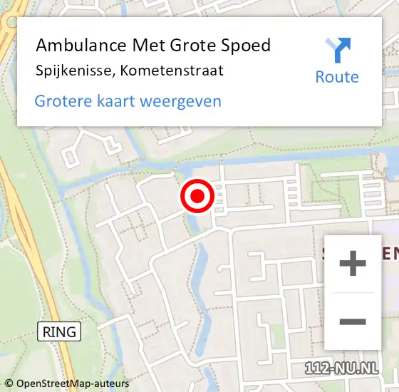 Locatie op kaart van de 112 melding: Ambulance Met Grote Spoed Naar Spijkenisse, Kometenstraat op 25 september 2024 06:04