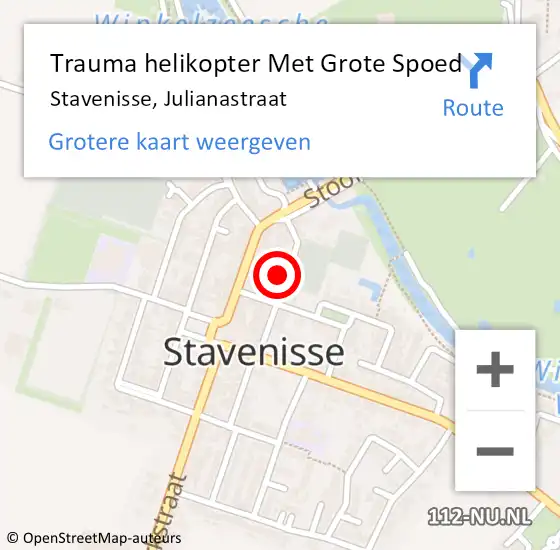 Locatie op kaart van de 112 melding: Trauma helikopter Met Grote Spoed Naar Stavenisse, Julianastraat op 25 september 2024 06:19