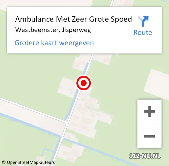 Locatie op kaart van de 112 melding: Ambulance Met Zeer Grote Spoed Naar Westbeemster, Jisperweg op 25 september 2024 06:44