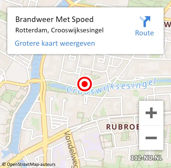 Locatie op kaart van de 112 melding: Brandweer Met Spoed Naar Rotterdam, Crooswijksesingel op 25 september 2024 07:29