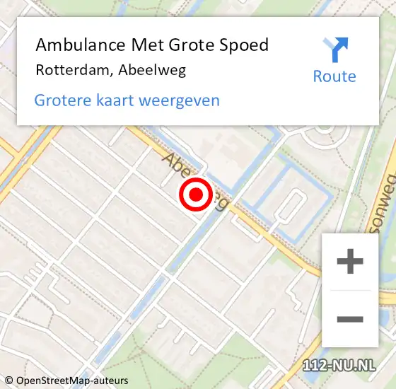 Locatie op kaart van de 112 melding: Ambulance Met Grote Spoed Naar Rotterdam, Abeelweg op 25 september 2024 07:40