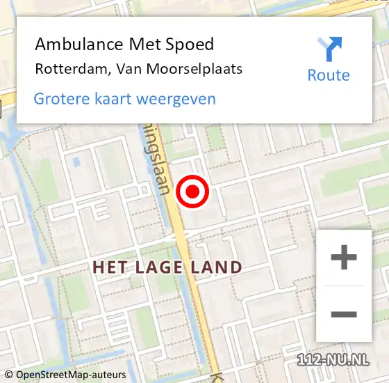 Locatie op kaart van de 112 melding: Ambulance Met Spoed Naar Rotterdam, Van Moorselplaats op 25 september 2024 07:47