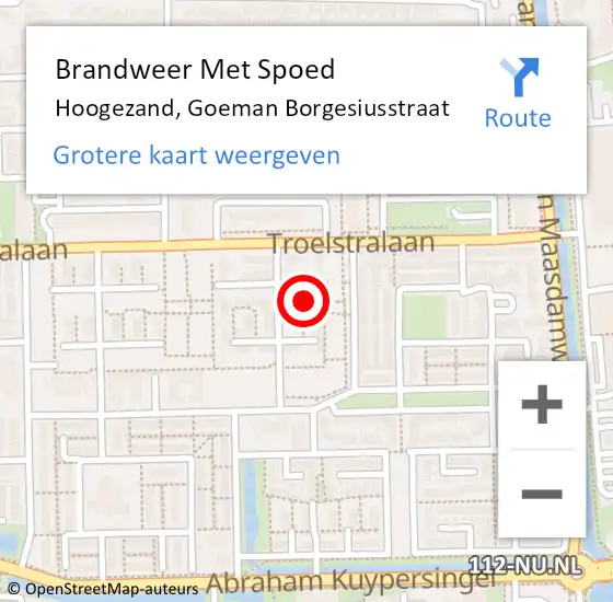 Locatie op kaart van de 112 melding: Brandweer Met Spoed Naar Hoogezand, Goeman Borgesiusstraat op 25 september 2024 07:54