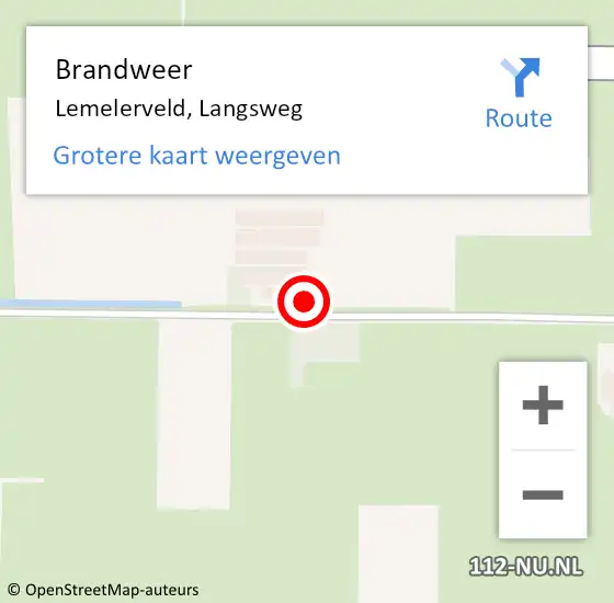 Locatie op kaart van de 112 melding: Brandweer Lemelerveld, Langsweg op 25 september 2024 08:26