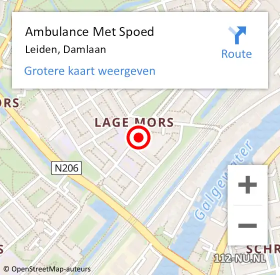 Locatie op kaart van de 112 melding: Ambulance Met Spoed Naar Leiden, Damlaan op 25 september 2024 08:28