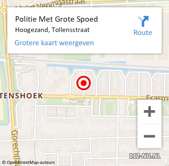 Locatie op kaart van de 112 melding: Politie Met Grote Spoed Naar Hoogezand, Tollensstraat op 25 september 2024 08:30