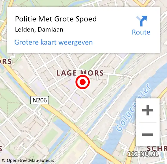 Locatie op kaart van de 112 melding: Politie Met Grote Spoed Naar Leiden, Damlaan op 25 september 2024 08:30