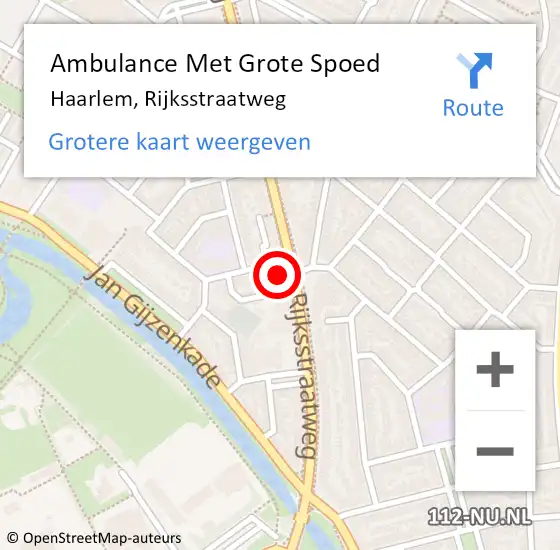 Locatie op kaart van de 112 melding: Ambulance Met Grote Spoed Naar Haarlem, Rijksstraatweg op 25 september 2024 08:35