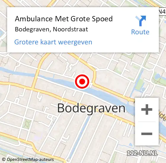 Locatie op kaart van de 112 melding: Ambulance Met Grote Spoed Naar Bodegraven, Noordstraat op 25 september 2024 08:46