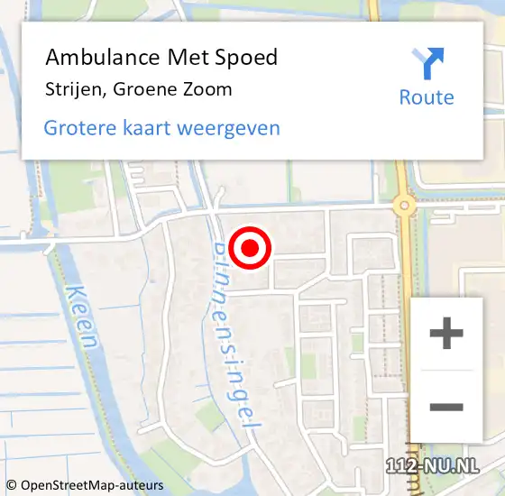 Locatie op kaart van de 112 melding: Ambulance Met Spoed Naar Strijen, Groene Zoom op 25 september 2024 09:02