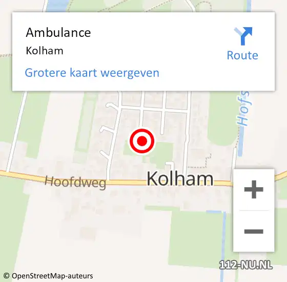 Locatie op kaart van de 112 melding: Ambulance Kolham op 25 september 2024 09:03