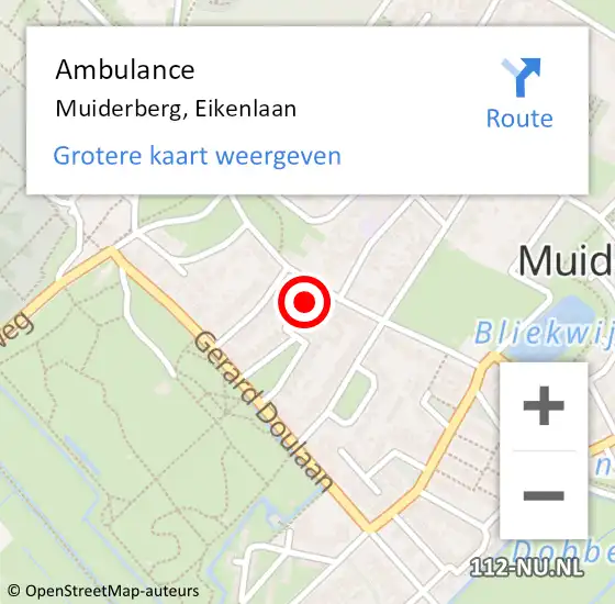 Locatie op kaart van de 112 melding: Ambulance Muiderberg, Eikenlaan op 21 oktober 2014 10:47