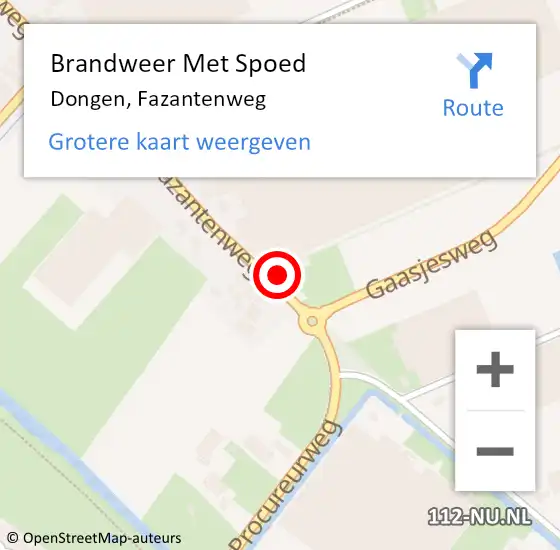 Locatie op kaart van de 112 melding: Brandweer Met Spoed Naar Dongen, Fazantenweg op 25 september 2024 09:11