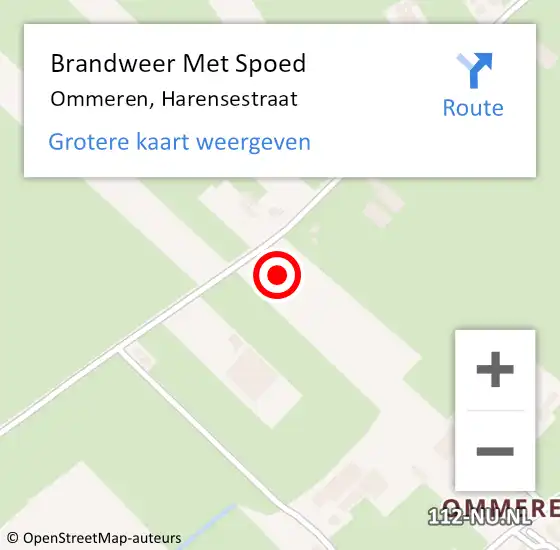 Locatie op kaart van de 112 melding: Brandweer Met Spoed Naar Ommeren, Harensestraat op 25 september 2024 09:24