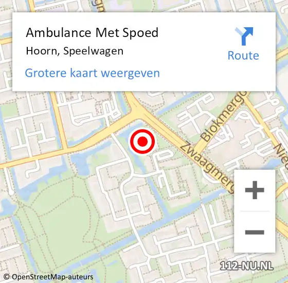 Locatie op kaart van de 112 melding: Ambulance Met Spoed Naar Hoorn, Speelwagen op 25 september 2024 09:26