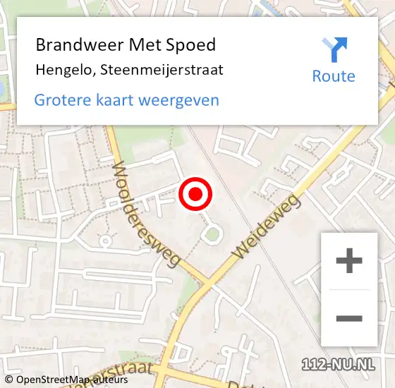 Locatie op kaart van de 112 melding: Brandweer Met Spoed Naar Hengelo, Steenmeijerstraat op 25 september 2024 09:28