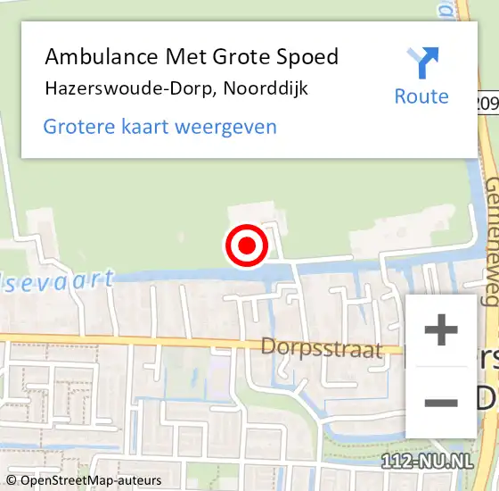 Locatie op kaart van de 112 melding: Ambulance Met Grote Spoed Naar Hazerswoude-Dorp, Noorddijk op 25 september 2024 09:39