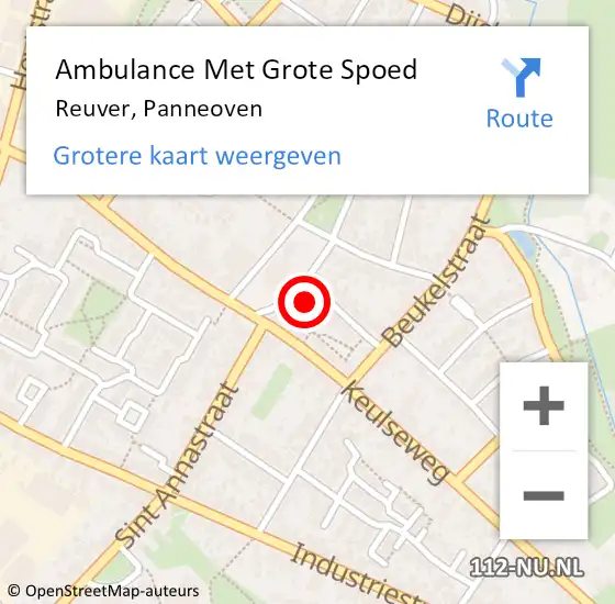 Locatie op kaart van de 112 melding: Ambulance Met Grote Spoed Naar Reuver, Panneoven op 25 september 2024 09:42