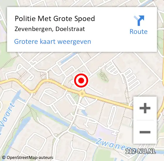 Locatie op kaart van de 112 melding: Politie Met Grote Spoed Naar Zevenbergen, Doelstraat op 25 september 2024 09:56