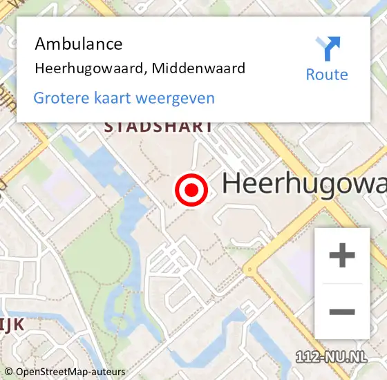 Locatie op kaart van de 112 melding: Ambulance Heerhugowaard, Middenwaard op 25 september 2024 09:59