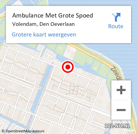 Locatie op kaart van de 112 melding: Ambulance Met Grote Spoed Naar Volendam, Den Oeverlaan op 25 september 2024 10:00