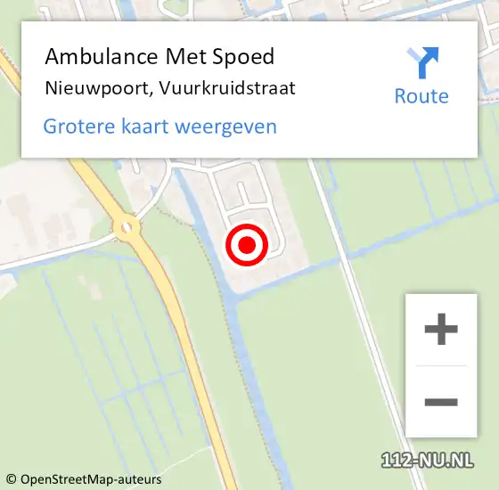 Locatie op kaart van de 112 melding: Ambulance Met Spoed Naar Nieuwpoort, Vuurkruidstraat op 25 september 2024 10:01