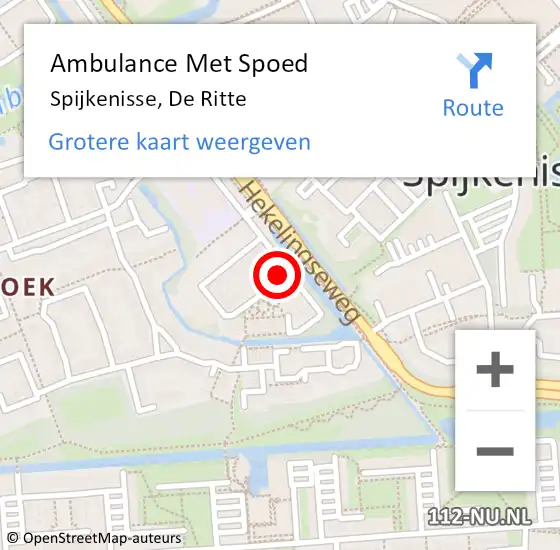 Locatie op kaart van de 112 melding: Ambulance Met Spoed Naar Spijkenisse, De Ritte op 25 september 2024 10:05