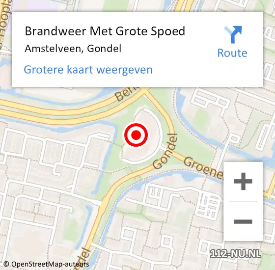 Locatie op kaart van de 112 melding: Brandweer Met Grote Spoed Naar Amstelveen, Gondel op 25 september 2024 10:42