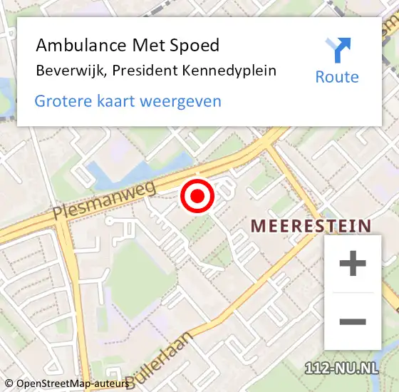 Locatie op kaart van de 112 melding: Ambulance Met Spoed Naar Beverwijk, President Kennedyplein op 25 september 2024 10:56