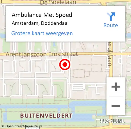 Locatie op kaart van de 112 melding: Ambulance Met Spoed Naar Amsterdam, Doddendaal op 25 september 2024 11:00