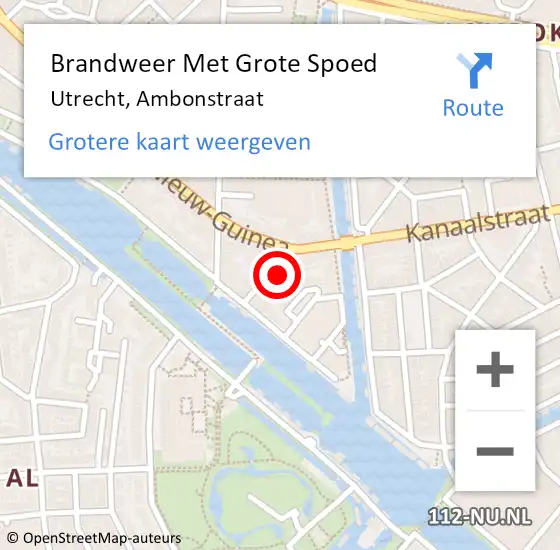 Locatie op kaart van de 112 melding: Brandweer Met Grote Spoed Naar Utrecht, Ambonstraat op 25 september 2024 11:17