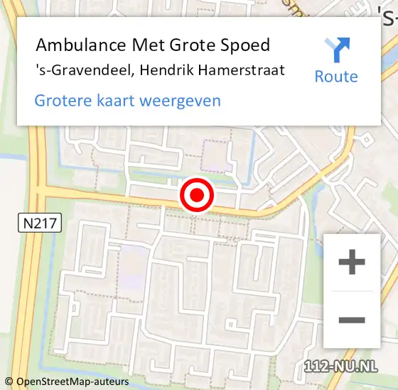 Locatie op kaart van de 112 melding: Ambulance Met Grote Spoed Naar 's-Gravendeel, Hendrik Hamerstraat op 25 september 2024 11:18