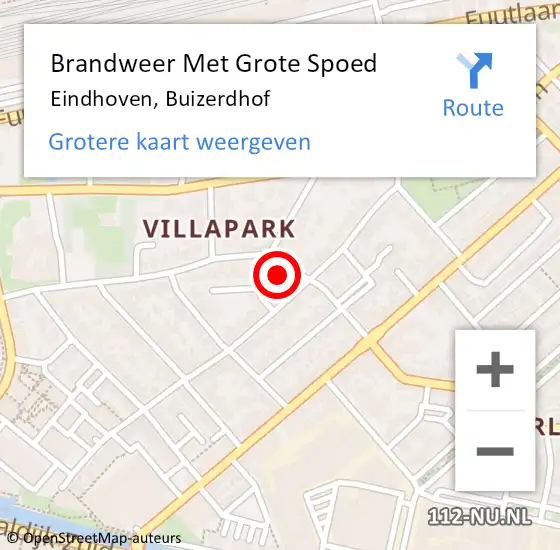 Locatie op kaart van de 112 melding: Brandweer Met Grote Spoed Naar Eindhoven, Buizerdhof op 25 september 2024 11:38