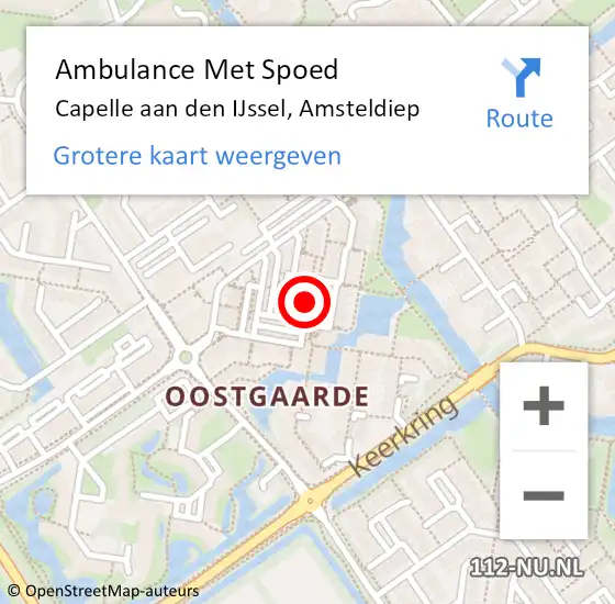 Locatie op kaart van de 112 melding: Ambulance Met Spoed Naar Capelle aan den IJssel, Amsteldiep op 25 september 2024 11:38