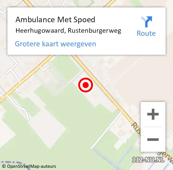 Locatie op kaart van de 112 melding: Ambulance Met Spoed Naar Heerhugowaard, Rustenburgerweg op 25 september 2024 11:46