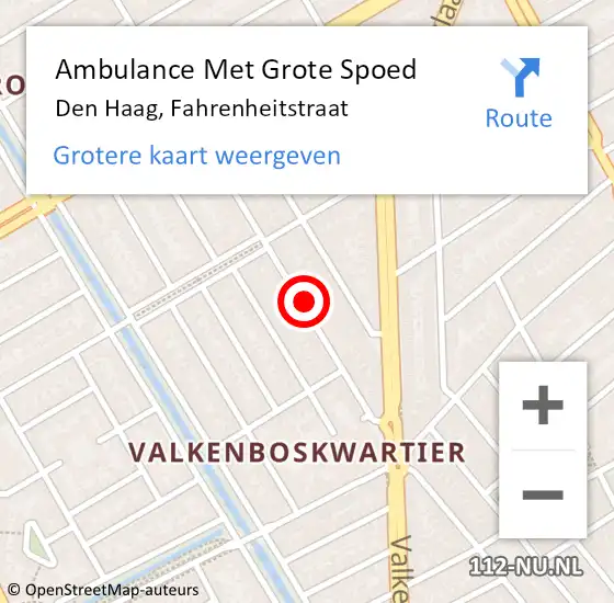 Locatie op kaart van de 112 melding: Ambulance Met Grote Spoed Naar Den Haag, Fahrenheitstraat op 25 september 2024 11:50