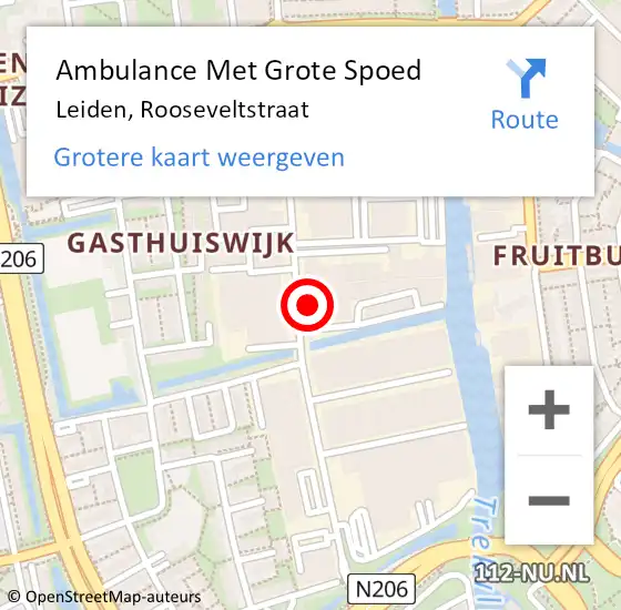 Locatie op kaart van de 112 melding: Ambulance Met Grote Spoed Naar Leiden, Rooseveltstraat op 25 september 2024 11:52