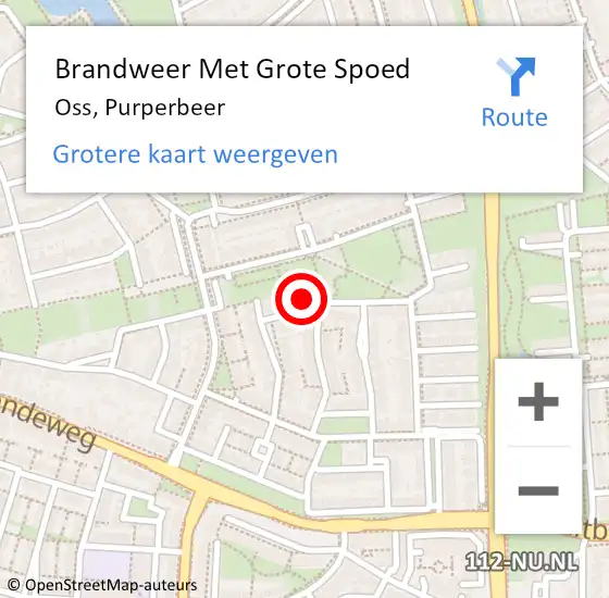 Locatie op kaart van de 112 melding: Brandweer Met Grote Spoed Naar Oss, Purperbeer op 25 september 2024 11:54