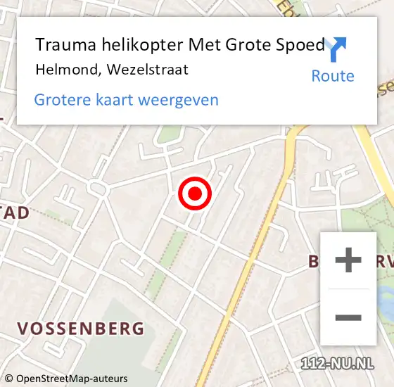 Locatie op kaart van de 112 melding: Trauma helikopter Met Grote Spoed Naar Helmond, Wezelstraat op 25 september 2024 11:56